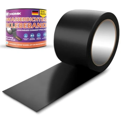 Bild av HOMIK Extremt Stark Vattentät Tejp Utomhus och Inomhus Tak Reparationstejp 10cm x 5m UV resistent Duct Tape självsvetsande Svart
