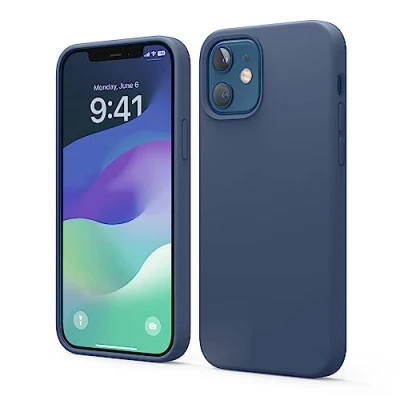 Bild av elago Flytande silikonfodral kompatibelt med iPhone 12, fodral och 12 Pro (6,1 tum), högkvalitativt silikon, allsidigt skydd, mobiltelefonfodral: 3 lagers strukturskyddsfodral (nattgrön)