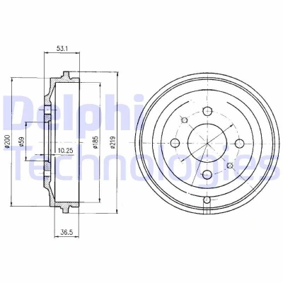 Bild av DELPHI BF389 Tambours de Frein sans bague ABS, roulement roue 219 FIAT: Seicento / 600 3/5 portes, Cinquecento