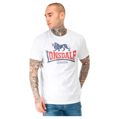 Bild av Lonsdale Lejon Two Tone T shirt för män, Vit/marin/röd, L