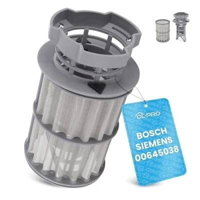Bild av DL pro Filter grovsil mikrofilter för Bosch Siemens 00645038 645038 tvådelad fin sil smutssil diskmaskin SuperSilence Logixx PerfectDry iQ300 serie 2 4 6