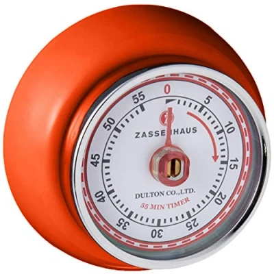 Bild av Zassenhaus Kökstimer, magnetisk, retro, klassisk, mekanisk, matlagningstimer (orange), 7 cm