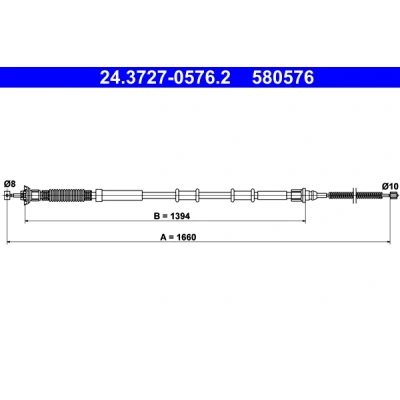 Bild av ATE 24.3727 0576.2 Câble De Frein 1660 FIAT: Grande Punto 3/5 portes, II Evo portes