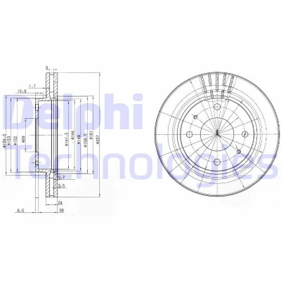 Bild av DELPHI BG3750 Disque de frein 257 24 4 ventilé huilé non traité sans roulement roue, bague ABS HYUNDAI: Matrix, COUPE II,