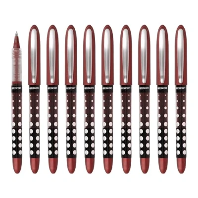 Bild av Westcott PULSAR kulspetspenna röd 10 stycken Värdepaket korrigeringspenna Rollerball Pen rött bläck exakt 0,5 mm linjetjocklek, transp. Nivåindikator, kapillärteknik E 730631 00