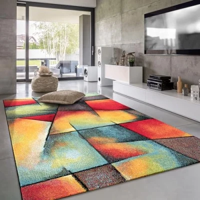 Bild av Paco Home Matta Vardagsrum Kort Stapel Modernt Geometrisk 3D, Storlek:80x150 cm, Färg:Flerfärgad 6