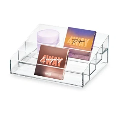 Bild av iDesign Poleringsorganisatör med 5 fack från Signaturserien Sarah Tanno, uppdelad PET smink, nagellacksförvaring, klar/matt vit, 16,5 x 20,1 8,2 cm