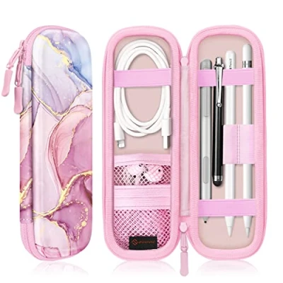 Bild av FINTIE Pencil fodral PU läder hållbart förvaringsfodral skyddsfodral med inbyggd ficka för iPad Pencil/Samsung S Pen/Surface Pen/Logitech penna, härlig marmor