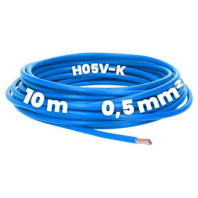 Bild av Kalitec 10 meter H05V K 0,5 mm² blå I Kabel mm2 som kablage flexibel PVC ledarkabel Strandad tråd Kopplingstråd