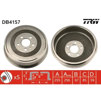 Bild av TRW DB4157 Tambours De Frein PEUGEOT: Expert I Van, I, 806, CITROËN: Jumpy Evasion, FIAT: Scudo Ulysse Break