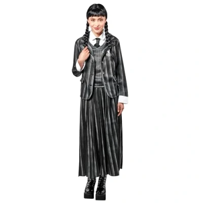 Bild av Rubie&#039;s 1000159M000 Wednesday kvinnors skoluniform Addams vuxen maskeradklänning, svart, UK 14 16
