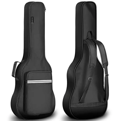 Bild av CAHAYA klassisk gitarrväska med gitarr gigbag 6 mm vadderad vattentät reflekterande ränder lämplig för 99 cm spansk CY0288, svart, Konzertgitarre
