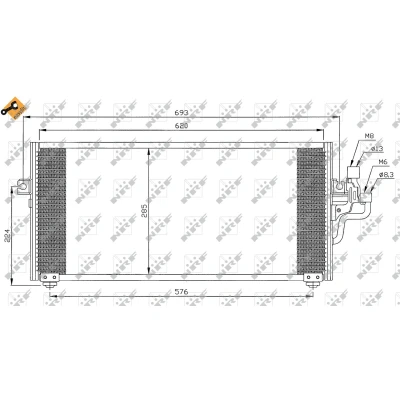 Bild av NRF EASY FIT 35268 Condenseur De Clim avec bague d&#039;étanchéité 13 8,3 Aluminium 620