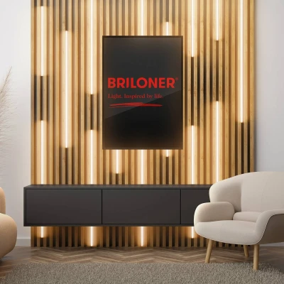 Bild av BRILONER your Panel LED remsa startset, varmvit kabelströmbrytare, remsa, rumsdekoration, tillbehör akustiska paneler, ljuslist, 2,6 m, vit