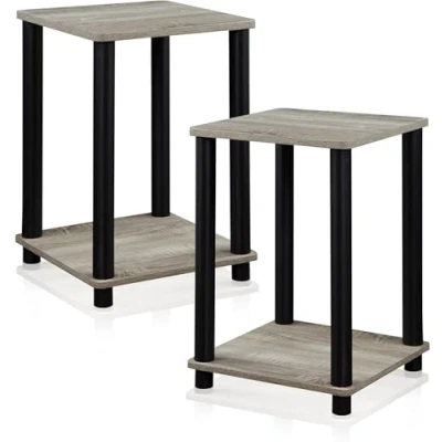 Bild av FURINNO Snyggt slutbord, trä, fransk ek grå/svart, 2 pack