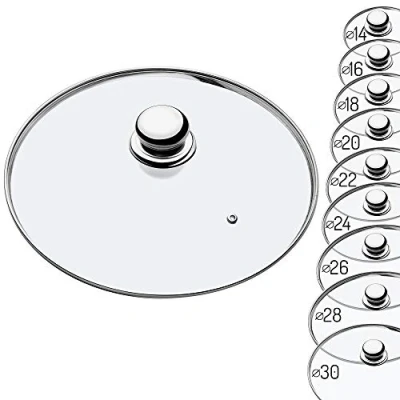 Bild av KADAX glaslock med stålhandtag, värmebeständigt lock för kastruller Wezel 14 30 cm, ånghål, universellt i olika storlekar (28 cm)