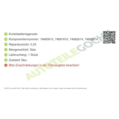 Bild av Vevaxellagersats KOLBENSCHMIDT 87403614