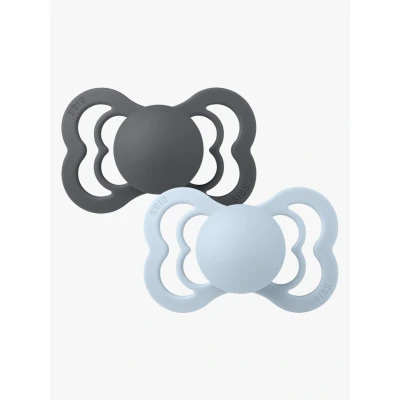 Bild av BIBS Supreme Napp 2 pack Silikon Stl Symmetrisk, Iron/Baby Blue