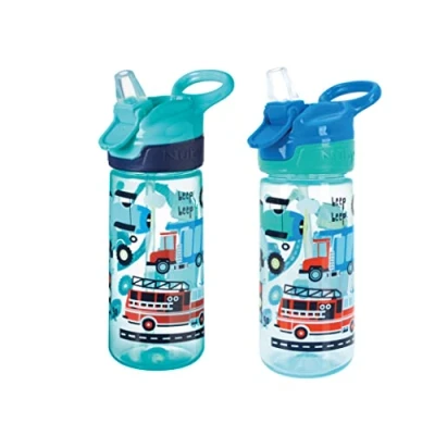 Bild av Nuby Super Quench vattenflaska inget spill aktiv småbarn sippy kopp 540 ml/20 oz BärhandtagFriflöde Tål diskmaskin och steriliseringsLämplig bägare för 18 månader plus (trafik, 2 pack),