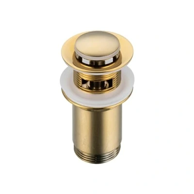 Bild av BALNEO Universal Sink Plug Click Cone Pop Up Guld, Mässing, Rostskyddad, 4 Tätningar, Packning, Avloppskoppling, 62 Mm X G1 1/4, Med Overflow, E