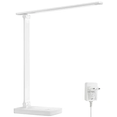 Bild av Lepro Skrivbord, LED bord dimbar, sänglampa 800 LM 3 färger och 5 ljusstyrkenivåer, dagslju ögonskydd, bord, skrivbord för barn, kontor, vit