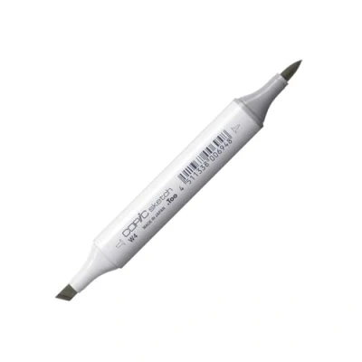 Bild av COPIC sketch märkpenna typ W 4, varm grå nr. professionell penselmarkör, med en superpenselspets och medelbrun spets