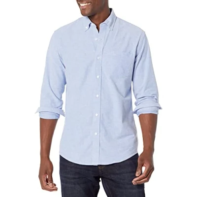 Bild av Amazon Essentials mäns normal passform långärmad ficka Oxford skjorta, blå, X Large