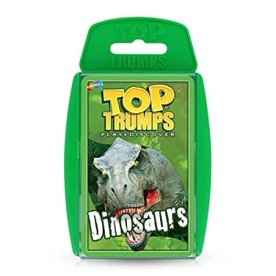 Bild av Top Trumps Dinosaurs Classics kortspel, Upptäck intressanta fakta i detta pedagogiska fyllda spel inklusive mördarbetyget för en Tyrannosaurus Rex, är fantastisk present åldrarna 6 plus