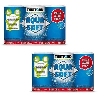 Bild av Thetford Aqua Soft 12 rullar kemiskt toalettpapper för husvagnar och husbilar