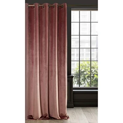 Bild av Eurofirany RIA Mörkläggningsgardin, Ogenomskinlig, Satänggardin med Öljetter 1st. Extra Lång Gardin, Elegant, Vanlig, Vardagsrum, Sovrum, Densitet 290 g/m², 140x250 cm, Mörkrosa