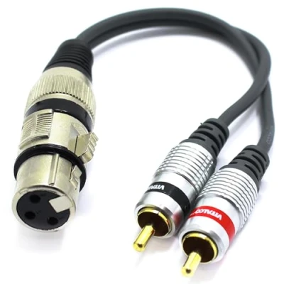 Bild av VITALCO XLR hona till 2 x RCA hanadapter 3 PIN mikrofon dubbel kontaktkabel