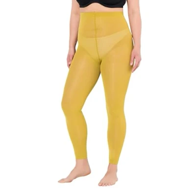 Bild av Ulla popken damer stora storlekar överdimensionerade plus size strumpleggings, 60 den, platta sömmar, Senapsgrön, 62