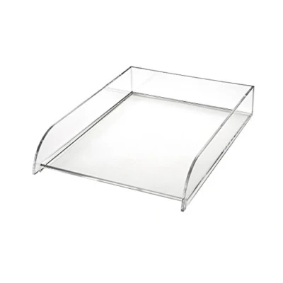 Bild av OSCO Klar bokstavsbricka i akryl A4 lätt stapelbar skrivbordsfilorganiserare papperslagring kontorsdokumentsorterare pappersarkivering Inga höjare krävs H6 x B 24,5 D33 cm