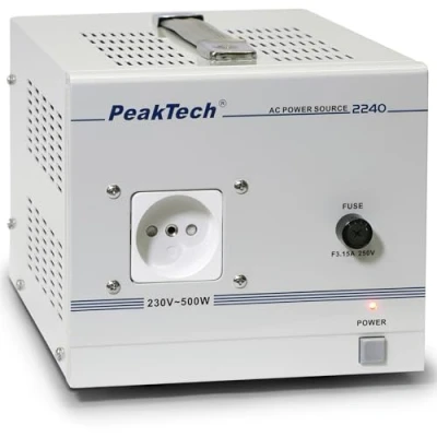 Bild av Peak Tech P 2240 Isoleringstransformator, Mätutrustning, Isoleringstransformator med ringformad kärna, Galvanisk isolering, Skyddsklass 1, Mobil användning, Ingångsspänning: 230 V