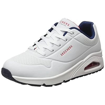 Bild av Skechers UNO STAND ON AIR dam Sneakers, White Durabuck/Navy &amp; Red Trim, 36 EU