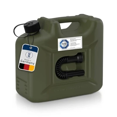 Bild av hünersdorff 801000 Bränsledunk PROFI 10l för bensin, diesel och annat farligt gods, UN godkänd, tillverkad i Tyskland, TÜV godkänd produktion, oliv