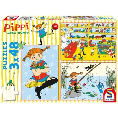 Bild av Schmidt Spiele 56445 Pippi långstrump, Jag gör mig världen, som du gillar, 3 x 48 bitar barnpussel normal
