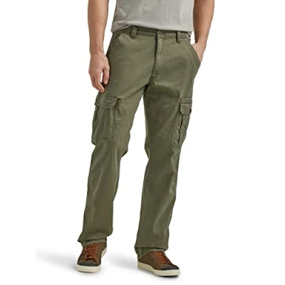 Bild av Wrangler Herrjeans, cargobyxor, avslappnad passform, raka ben, Oliv/blad för mig (Leaf It To Me), 32W / 32L