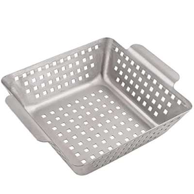 Bild av GOURMEO® Grillkorg i rostfritt stål 21 x 7 cm Grill wok, grillpanna, grillgaller, grönsaksskål, grönsakskorg, potatiskorg