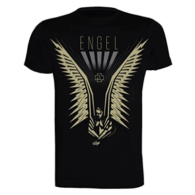 Bild av Rammstein T shirt för män, vingar, officiell band, merchandise, fläkt, skjorta, svart med metallic front tryck, svart, S