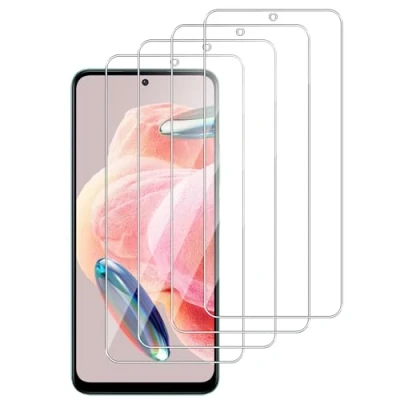 Bild av Dlxiks 4 stycken härdat glas för Xiaomi Redmi Note 12 5G/liten X5 5G, 9H hårdhet, skyddande film mot repor, HD transparent, skyddsglas 5G