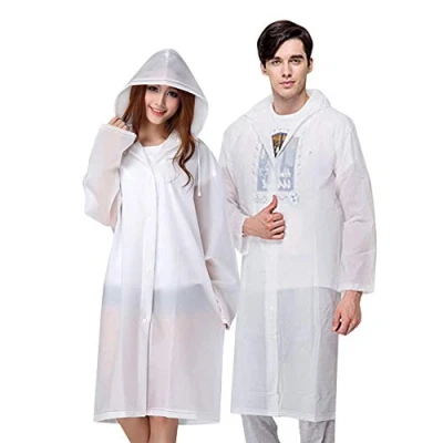 Bild av Vicloon Bärbar regnrock, 2 pack regnponcho vuxen vattentät med huvor och ärmar, återanvändbar regnbeständig poncho för camping, nödsituationer, resor