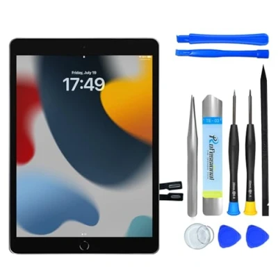 Bild av NB+ Skärmbyte för iPad 9:e Generationen 10,2 Touch Screen Digitizer 2021 Förinstallerat lim (modell: A2602 A2603 A2604 A260 (Svart)