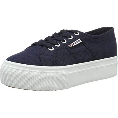 Bild av Superga 2790 Linea Updown platt form damsneakers, Blå (marinblå offwhite), 41,5 EU, marinblå offwhite, 41.5 EU