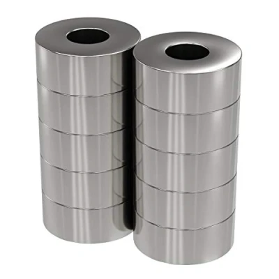 Bild av 10 x neodym power magnet silver ringmagnet extra stark diameter 15 6 mm hög innerdiameter supermagnet vidhäftningsförmåga ca 5 kg magneter för whiteboard, anslagstavla, magnettavla