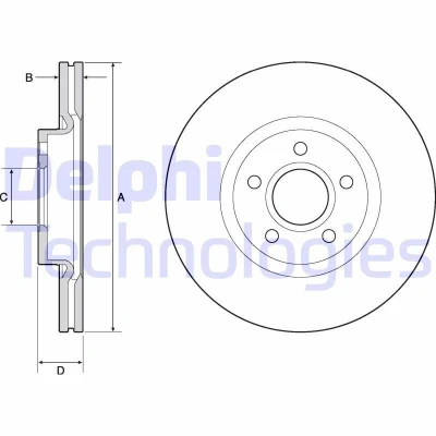 Bild av DELPHI BG4676C Disque de frein 300 25 5 ventilé revêtu non traité sans roulement roue, bague ABS VOLVO: V40 3/5 portes, Van / portes