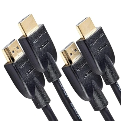 Bild av Amazon Basics HDMI kabel, 18 Gbit/s, hög hastighet, 4K vid 60 Hz, 2160p, Ethernet förberedd, 1,8 m, svart, 2 pack