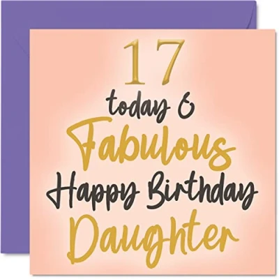 Bild av Fantastiska 17:e födelsedagskort för dotter 17 idag &amp; fantastisk grattis på från mamma pappa, födelsedagspresenter, 145 mm x härliga gratulationskort present till