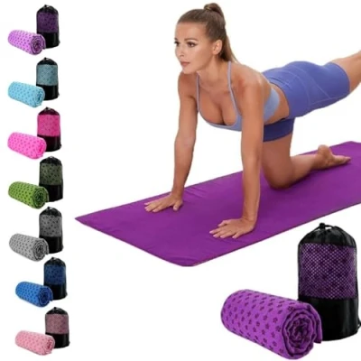Bild av Oaygat Yogamatthandduk 61 cm x 183 halkfri varm yogamatta handduk snabbtorkande med greppprickar yogatyg andningsbar fitnessmatta supermjuk svett mikrofiber bärväska