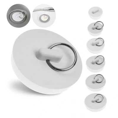 Bild av Universell plugg set, 6 pack med alla storlekar, vit, gummidräneringsplugg för 1 1/8 tum till 7/8 ventiltoppar, avloppsproppar handfat, handfatsproppar, badkarsproppar hushåll